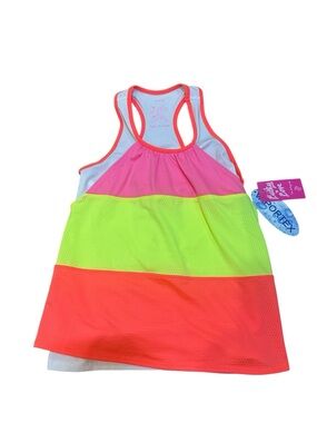 Lucky in Love Girls Athletic Tank Top White/Pink/Yellow/Orange Medium 10-12 NWT
